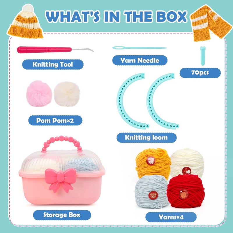 DPAPDI Knitting Loom Kit for Beginners, Creative Craft Toy for Girls Ages 7 8 9 10 11 12 with Storage Boxes Yarns Knitting Tools, Fantastic DIY Gifts Knit Hat Scarf - Image 2